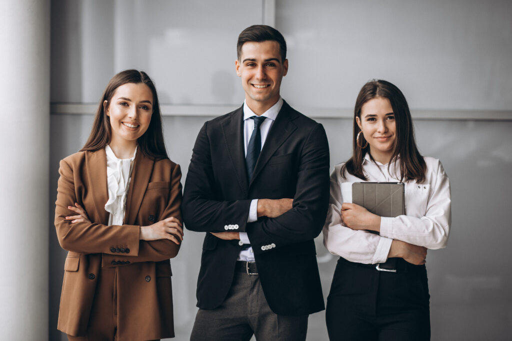 Business people working in team in an office and keeping watch of staffing trends